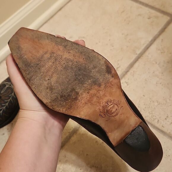 Charlie 1 Horse Black Embroidered Leather Heeled Mules Made in Brazil Size 8B - Picture 12 of 12